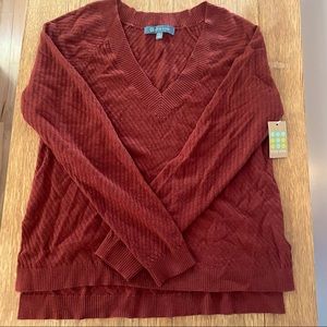 🎉Host Pick🎉 Title Nine 99 V Neck Sweater, Small, Burnt Henna
